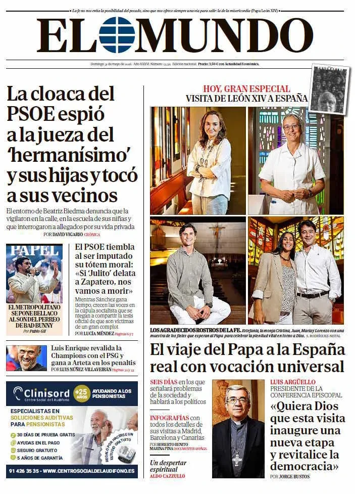 Portada de EL MUNDO del domingo 31 de mayo de 2026