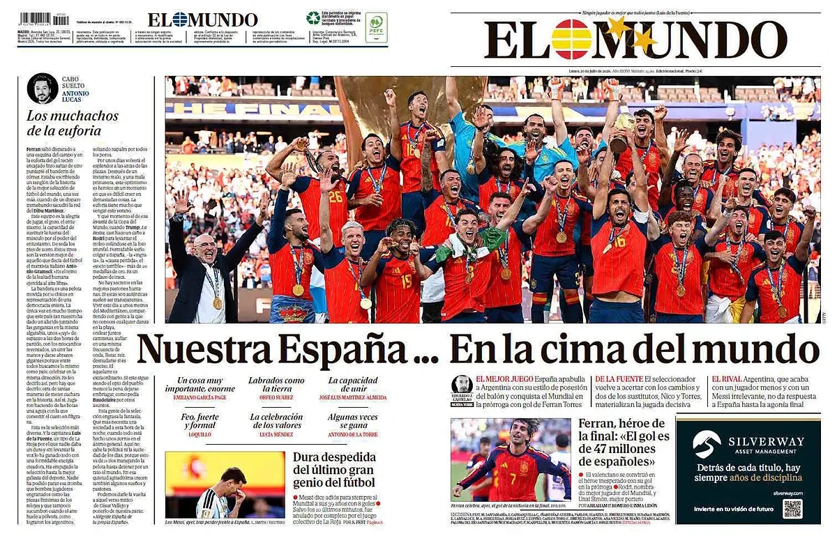 Portada de EL MUNDO del lunes 20 de julio de 2026