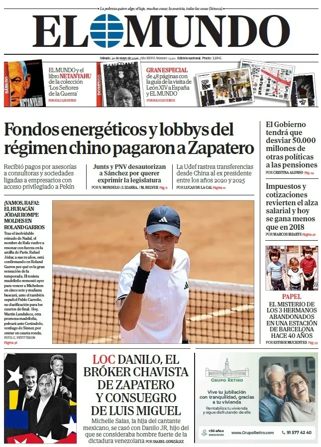 Portada de EL MUNDO del sábado 30 de mayo de 2026