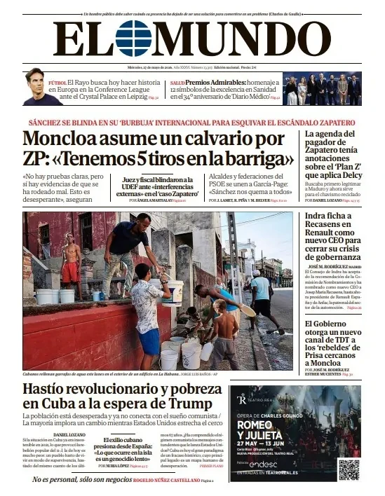 Portada de EL MUNDO del miércoles 27 de mayo de 2026