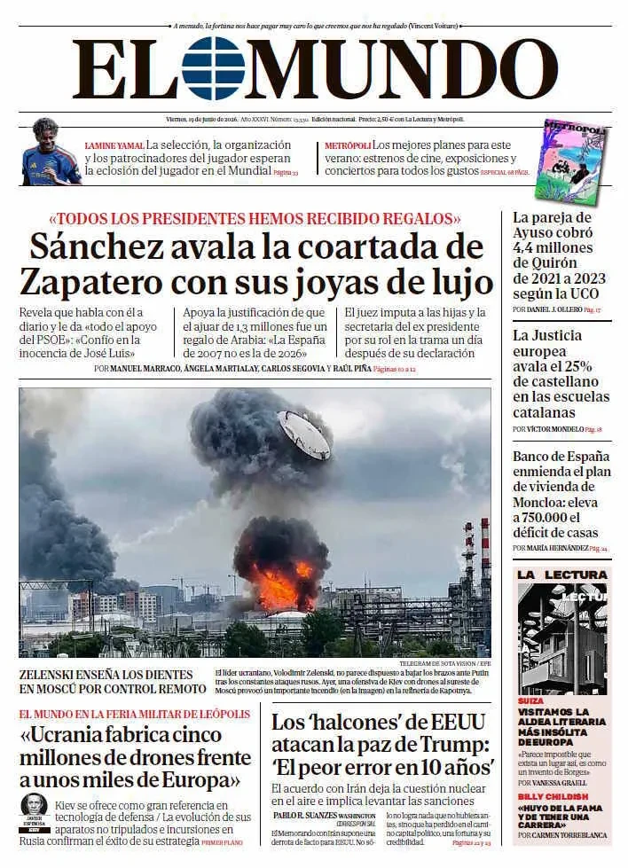 Portada de EL MUNDO del viernes 19 de junio de 2026