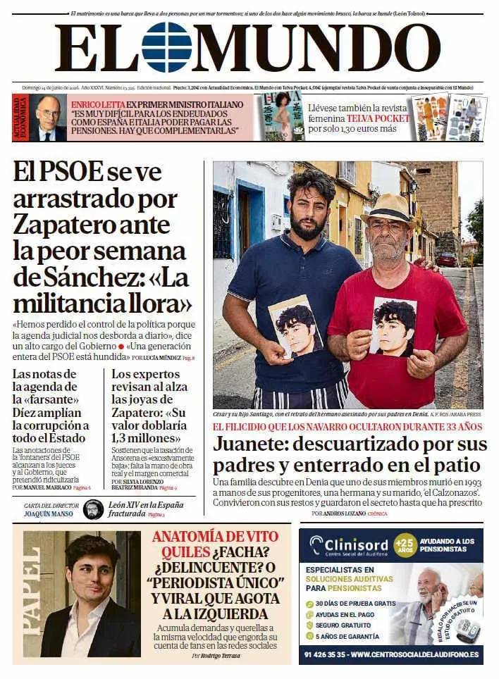 Portada de EL MUNDO del domingo 14 de junio de 2026