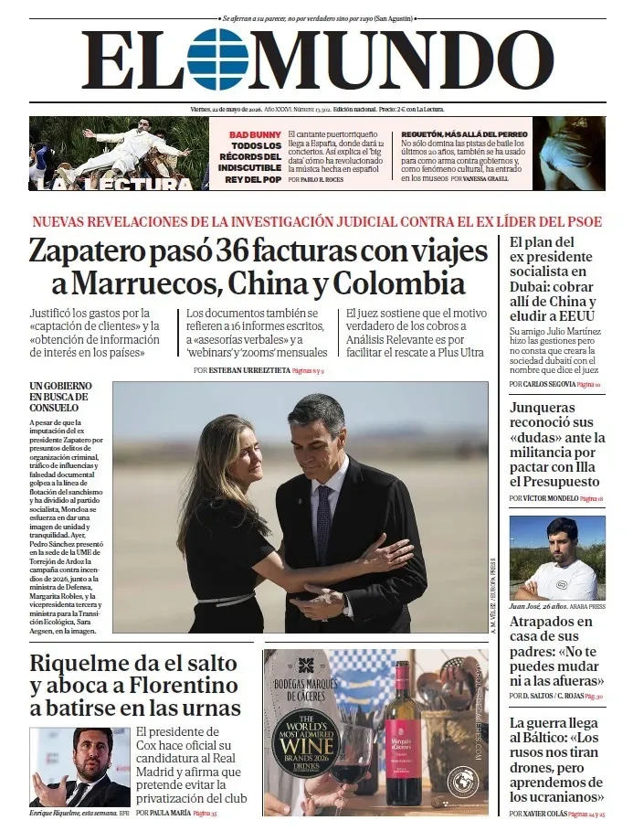 Portada de EL MUNDO del viernes 22 de mayo de 2026