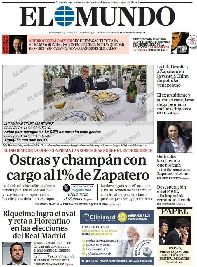 Portada de EL MUNDO del domingo 24 de mayo de 2026