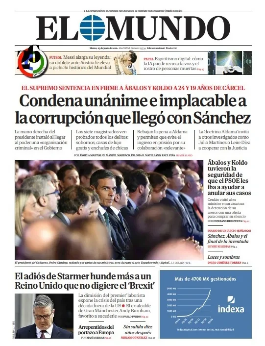 Portada de EL MUNDO del martes 23 de junio de 2026