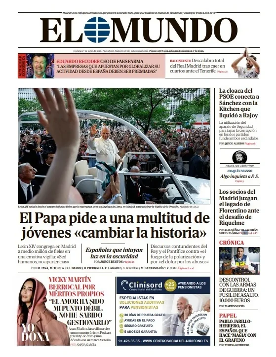 Portada de EL MUNDO del domingo 7 de junio de 2026