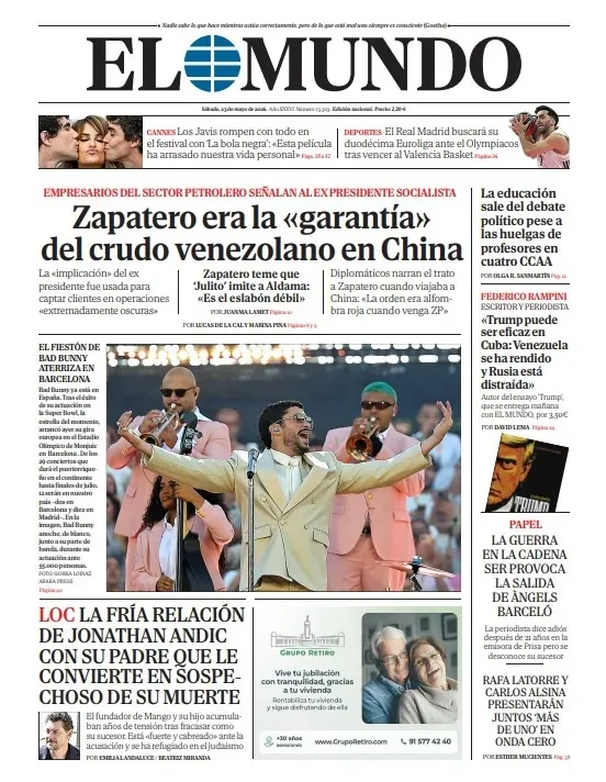 Portada de EL MUNDO del sábado 23 de mayo de 2026
