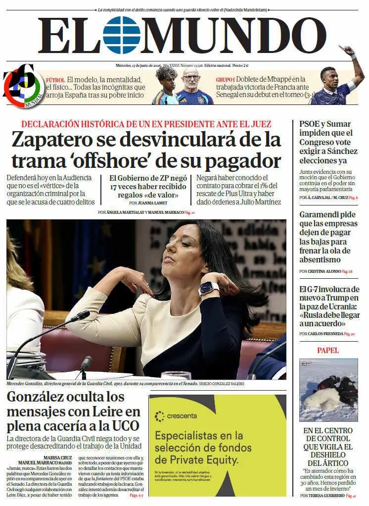 Portada de EL MUNDO del miércoles 17 de junio de 2026