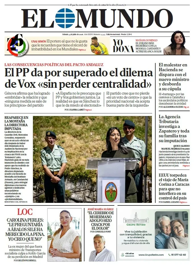 Portada de EL MUNDO del sábado 4 de julio de 2026