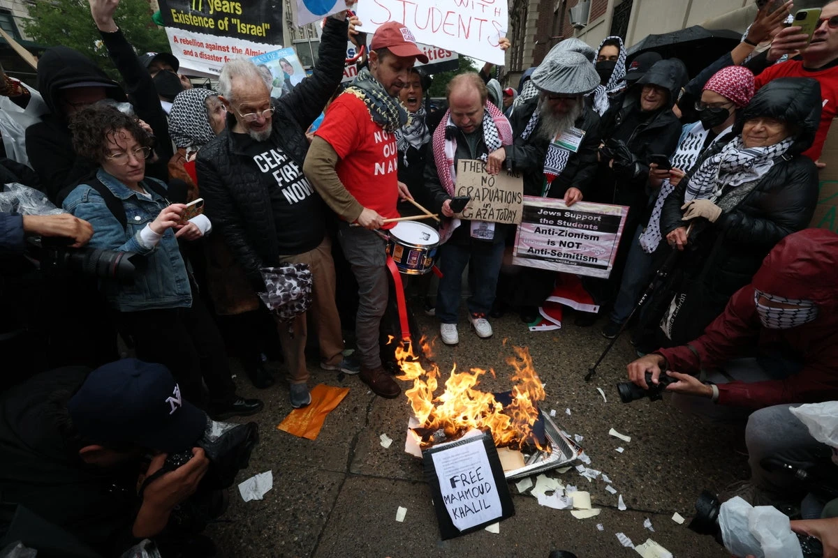 Pro-Palestine protesters burn diplomas at Columbia graduation