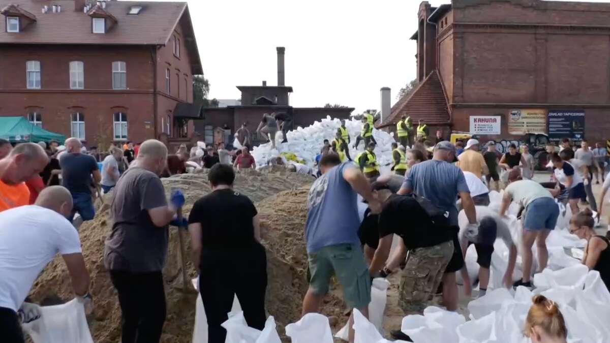 Live view of river in Poland as deadly flooding causes devastation