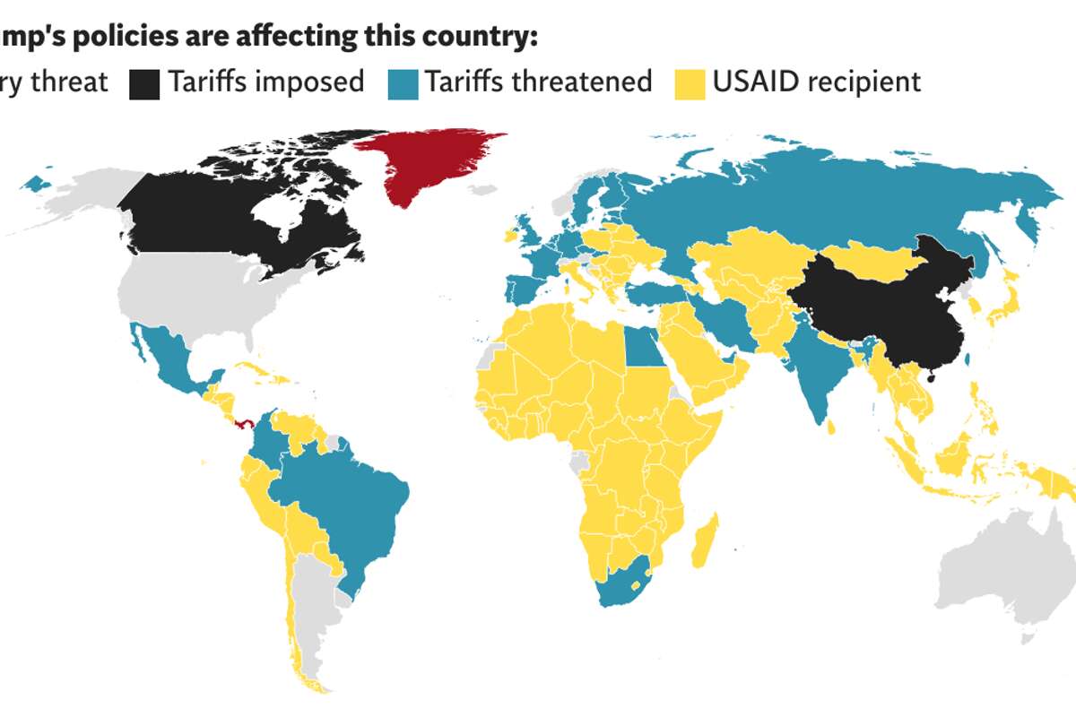 How many countries has Trump threatened since becoming president?