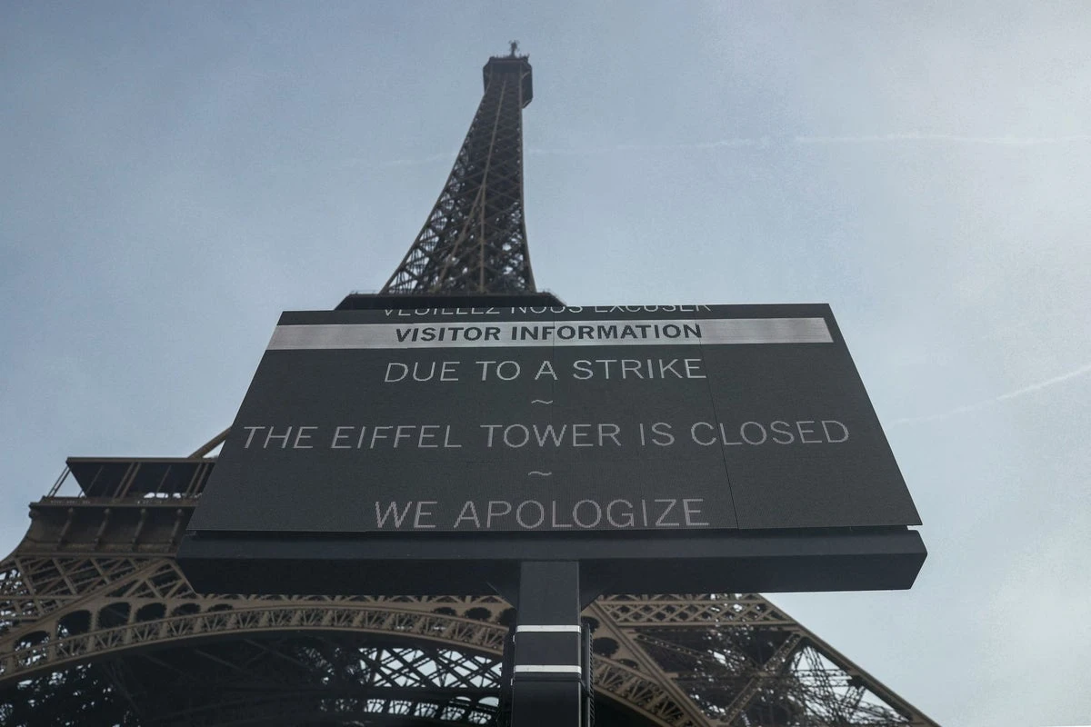 Eiffel Tower forced to close due to strikes and protests across France
