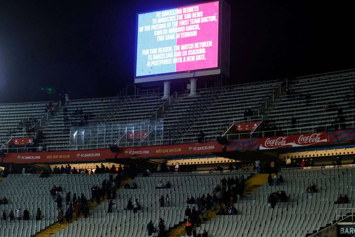 Barcelona game is postponed after a member of its medical staff dies