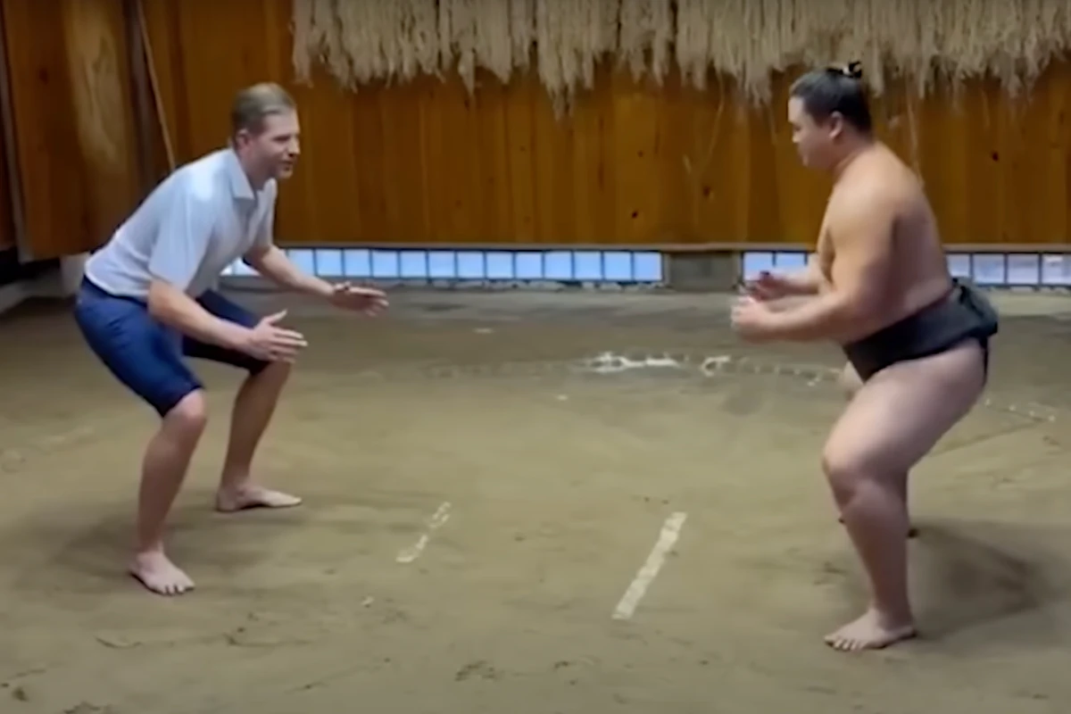 Eric Trump tried sumo wrestling on trip to Japan. It did not go well