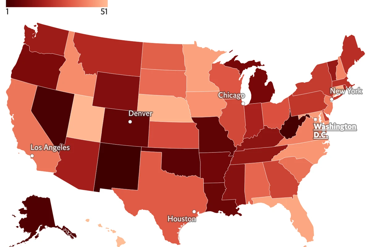 Map reveals US states with the worst drug problems