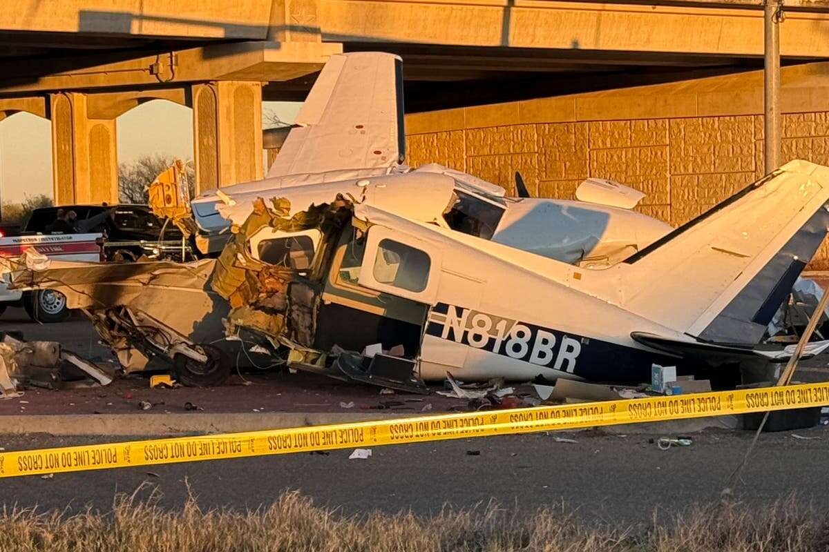 Four people are injured after small plane crashes on Texas highway