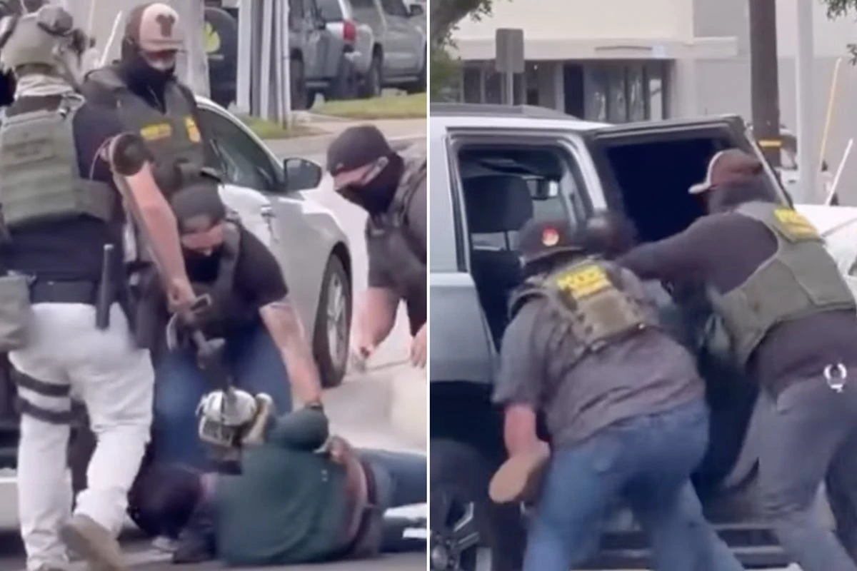 Moment dad of three Marines ‘beaten by masked agents in parking lot’