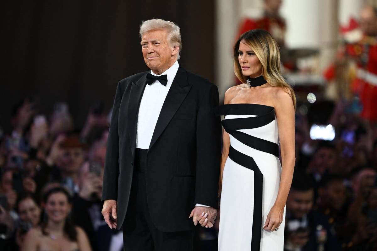 Melania’s dress praised as she shares first dance with Trump at ball