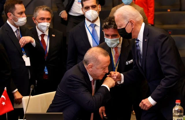 Biden awkwardly fist-bumps Turkey’s Erdogan at NATO summit