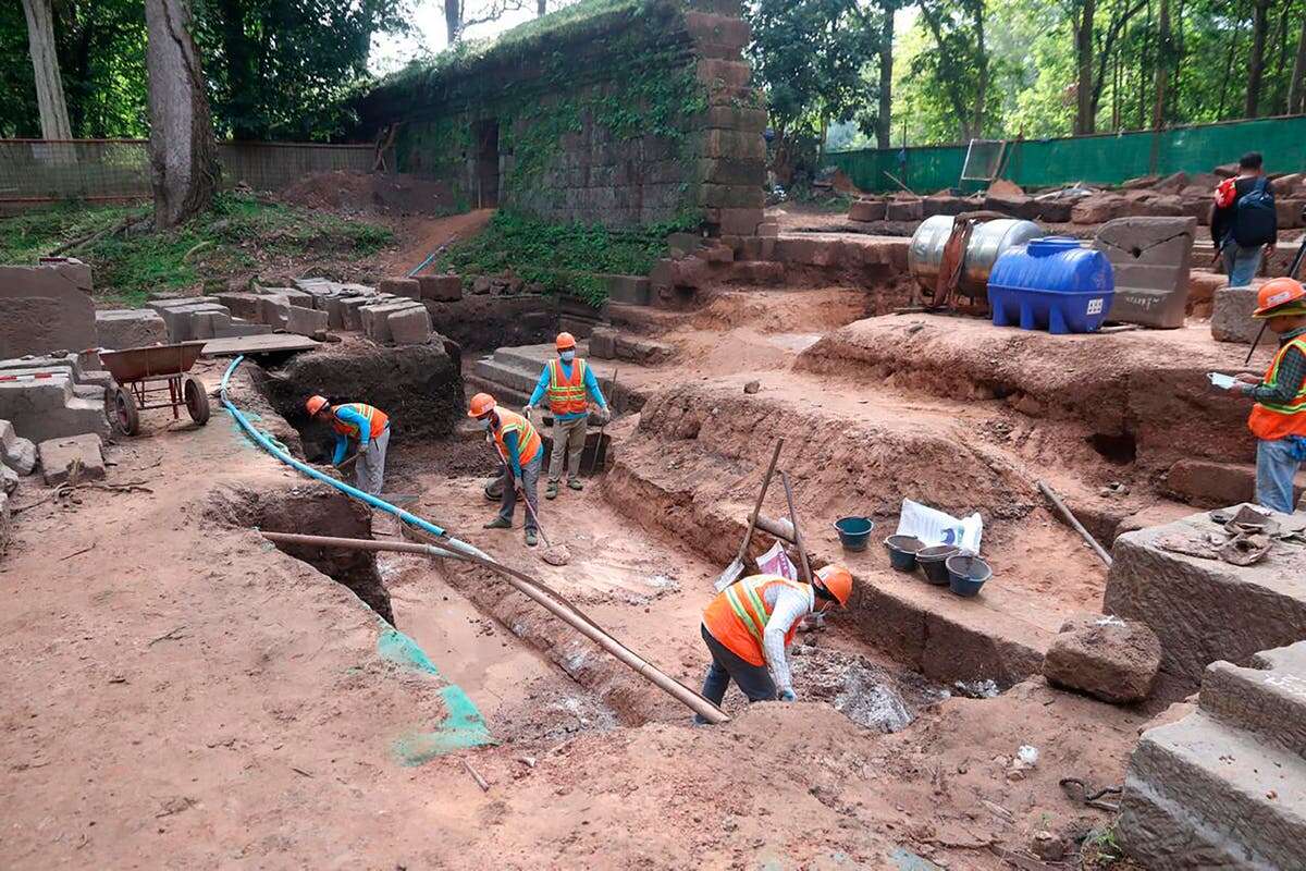 Mystery over ‘door guardians’ discovered at site of Cambodian temple