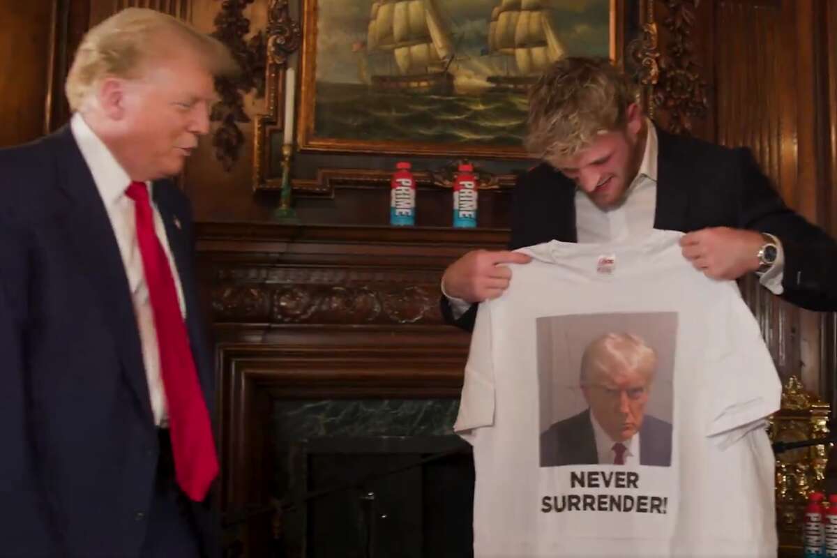 Rueful Trump presents Logan Paul with mugshot T-shirt