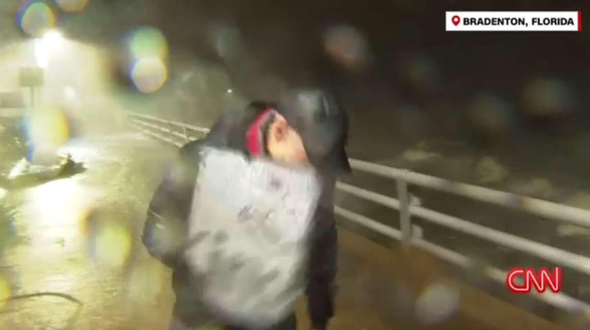 CNN’s Anderson Cooper hit in the face during Hurricane Milton report