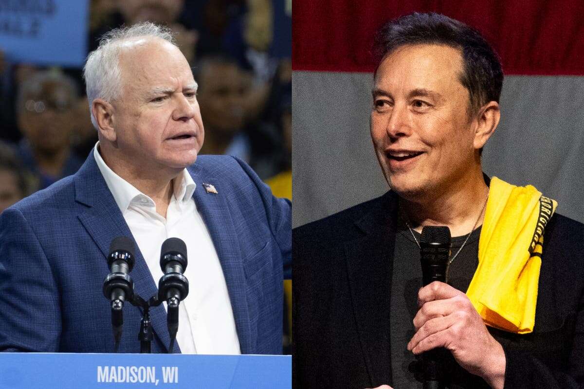 Rattled Elon Musk goes on late-night attack against Tim Walz