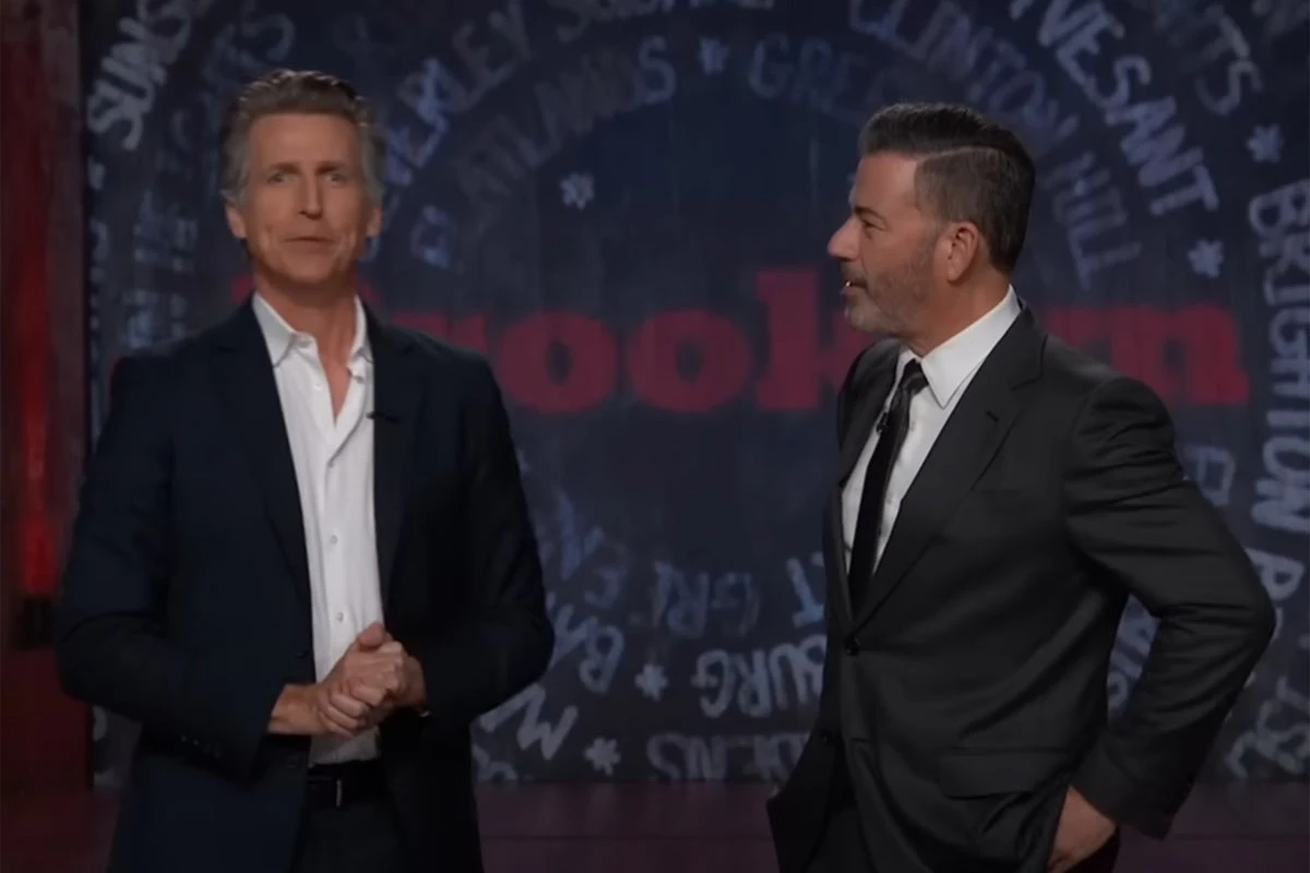 Late night hosts and ‘Gavin Newsom’ rally around Kimmel in Brooklyn