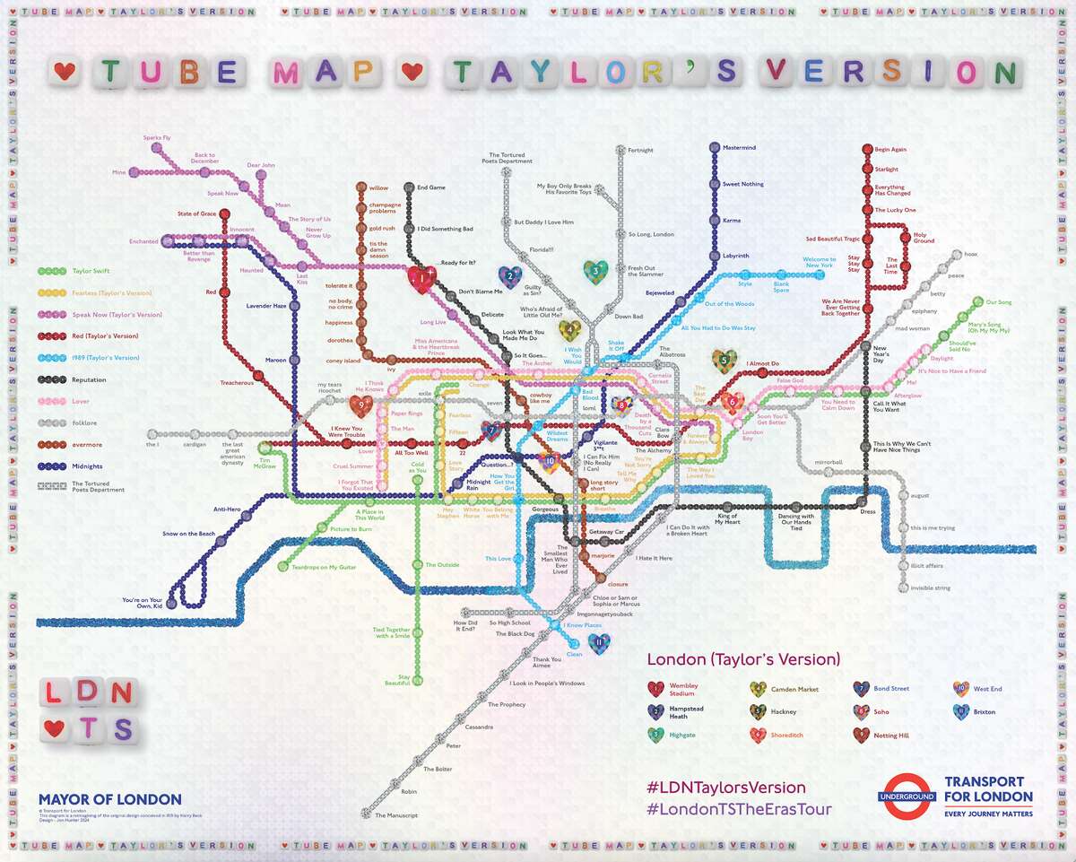 Sadiq Khan shares ‘Taylor’s Version’ of London Tube map