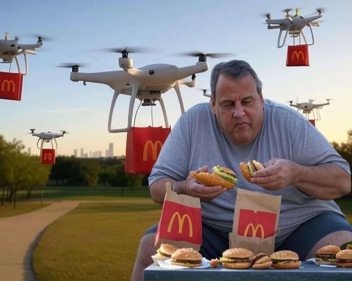 Trump called out for AI image of Christie with McDonald’s and drones