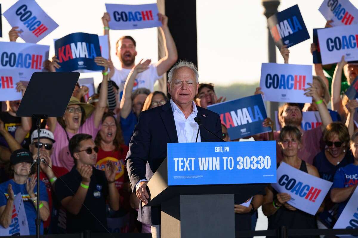 Live: Democratic VP candidate Tim Walz campaigns in Pennsylvania