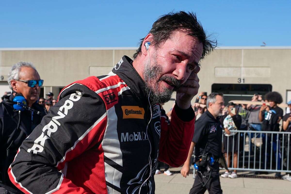 Keanu Reeves crashes at Indianapolis Motor Speedway in pro auto racing debut