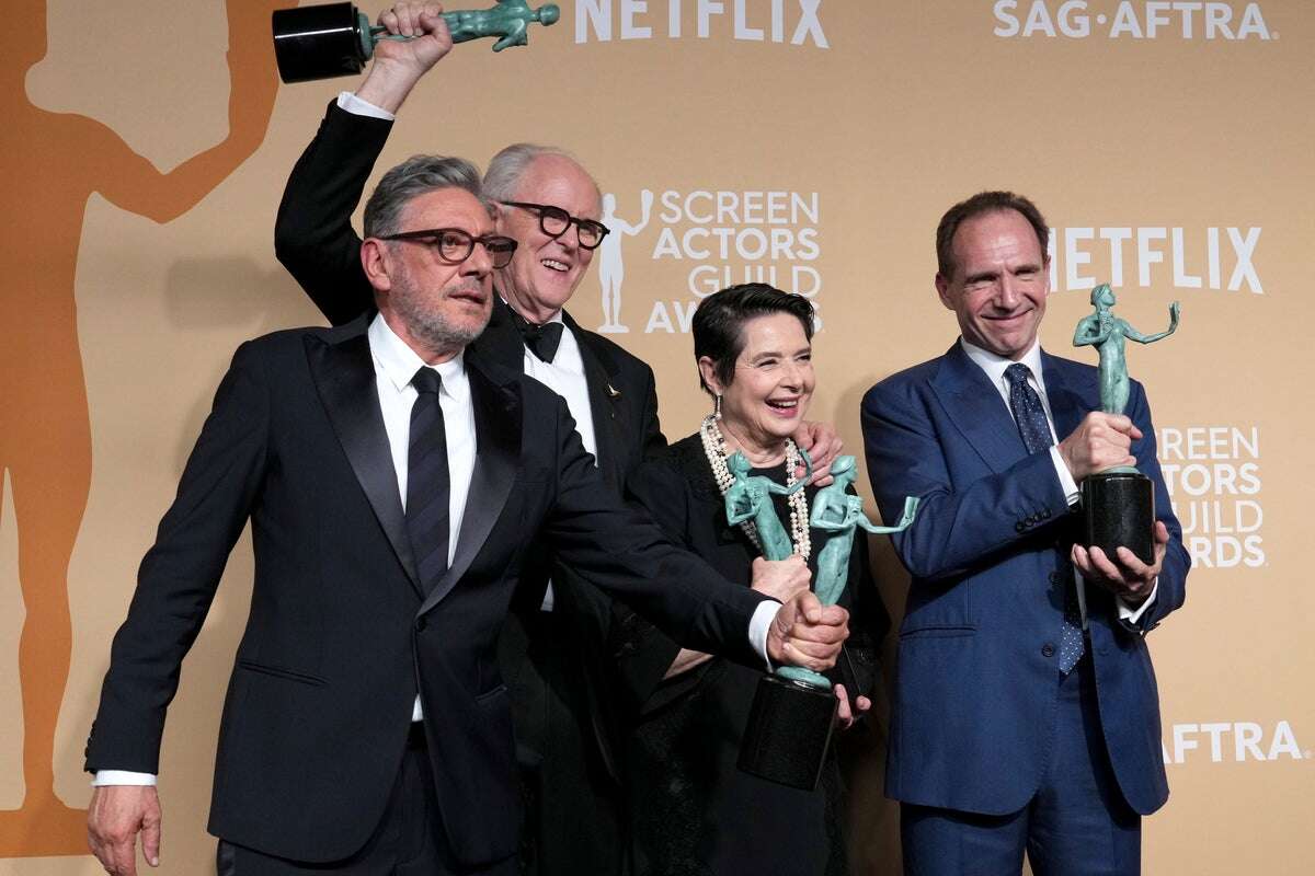 'Conclave' cast celebrates with Timothée Chalamet and Ariana Grande after big SAG Awards win