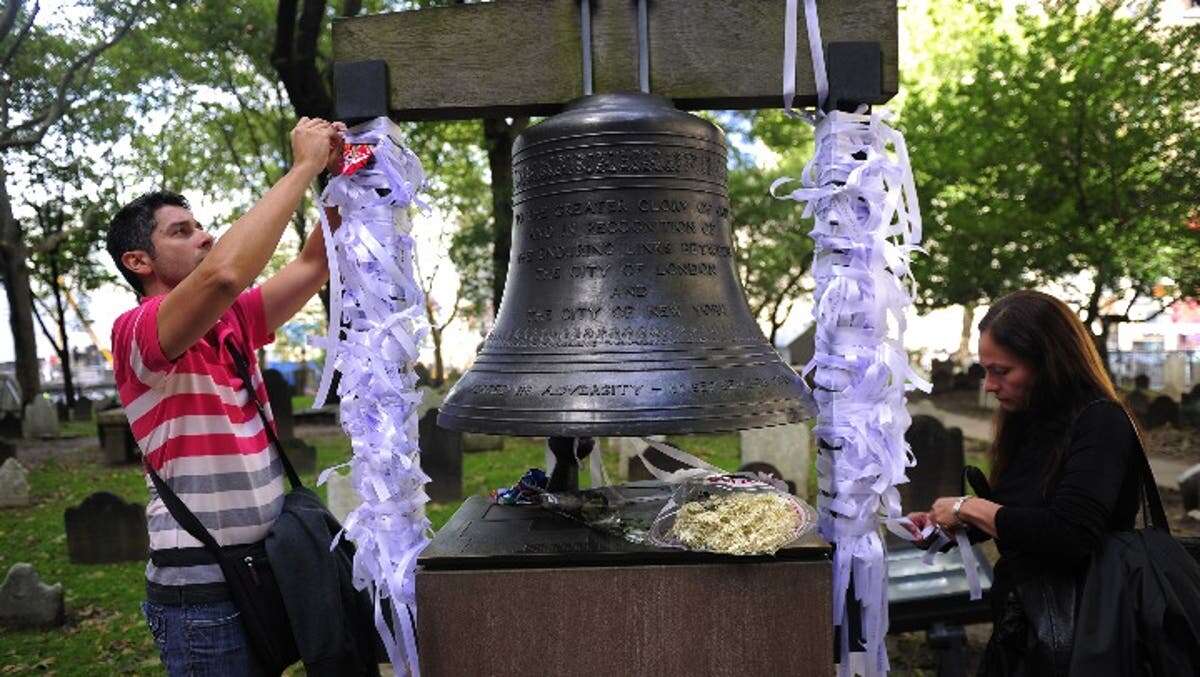 Live: Bell of Hope marks exact moment first plane hit Twin Towers