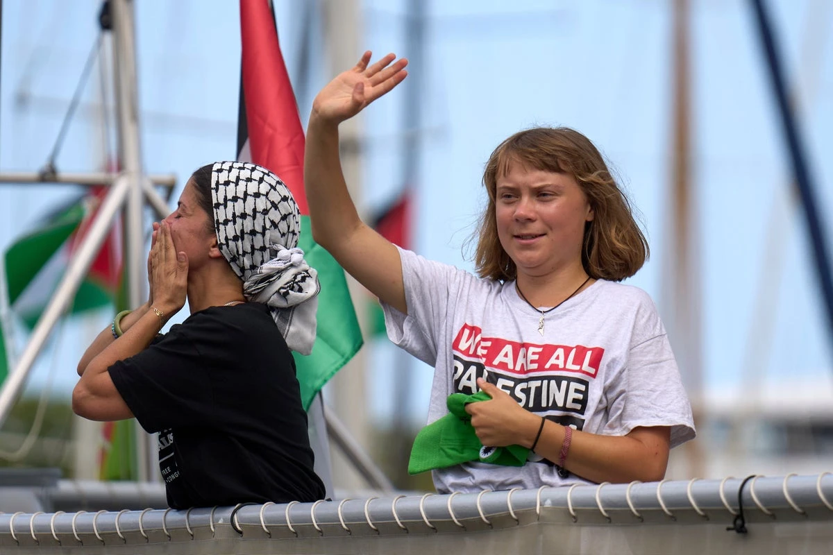 Greta Thunberg’s Gaza flotilla halts again after leak in engine room