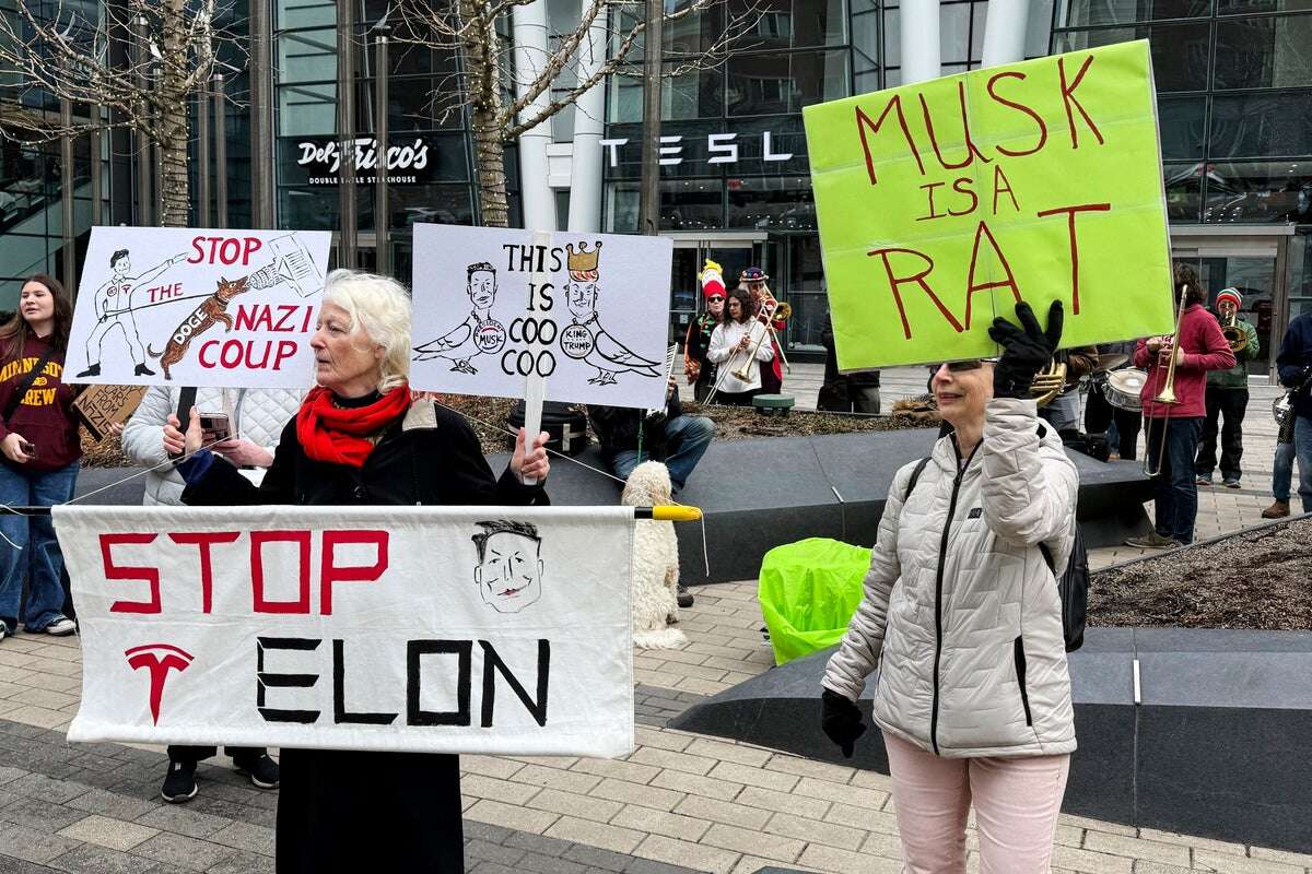 Anti-DOGE protests at Tesla stores target Elon Musk's bottom line