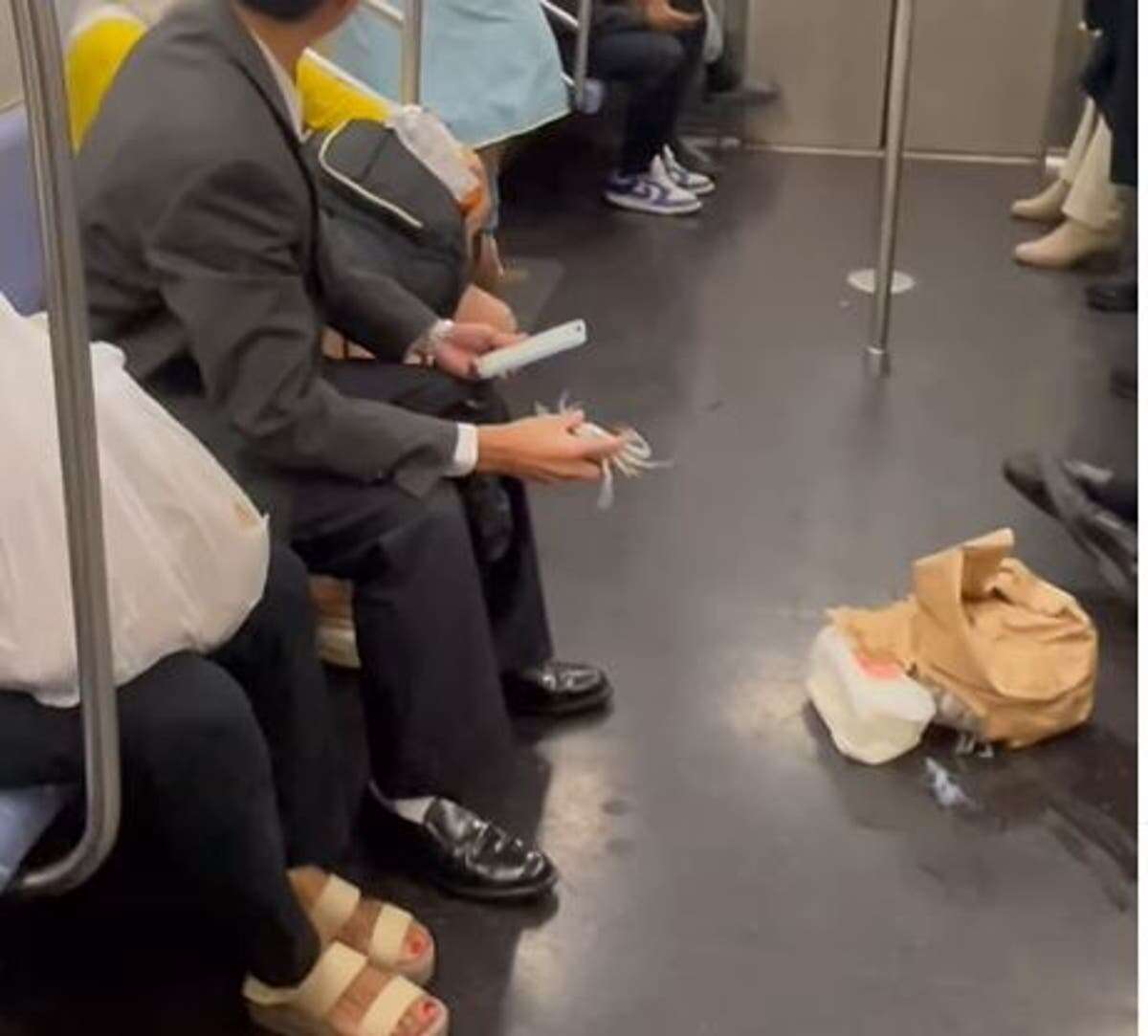 Chaos on subway train as live crabs escape woman’s bag