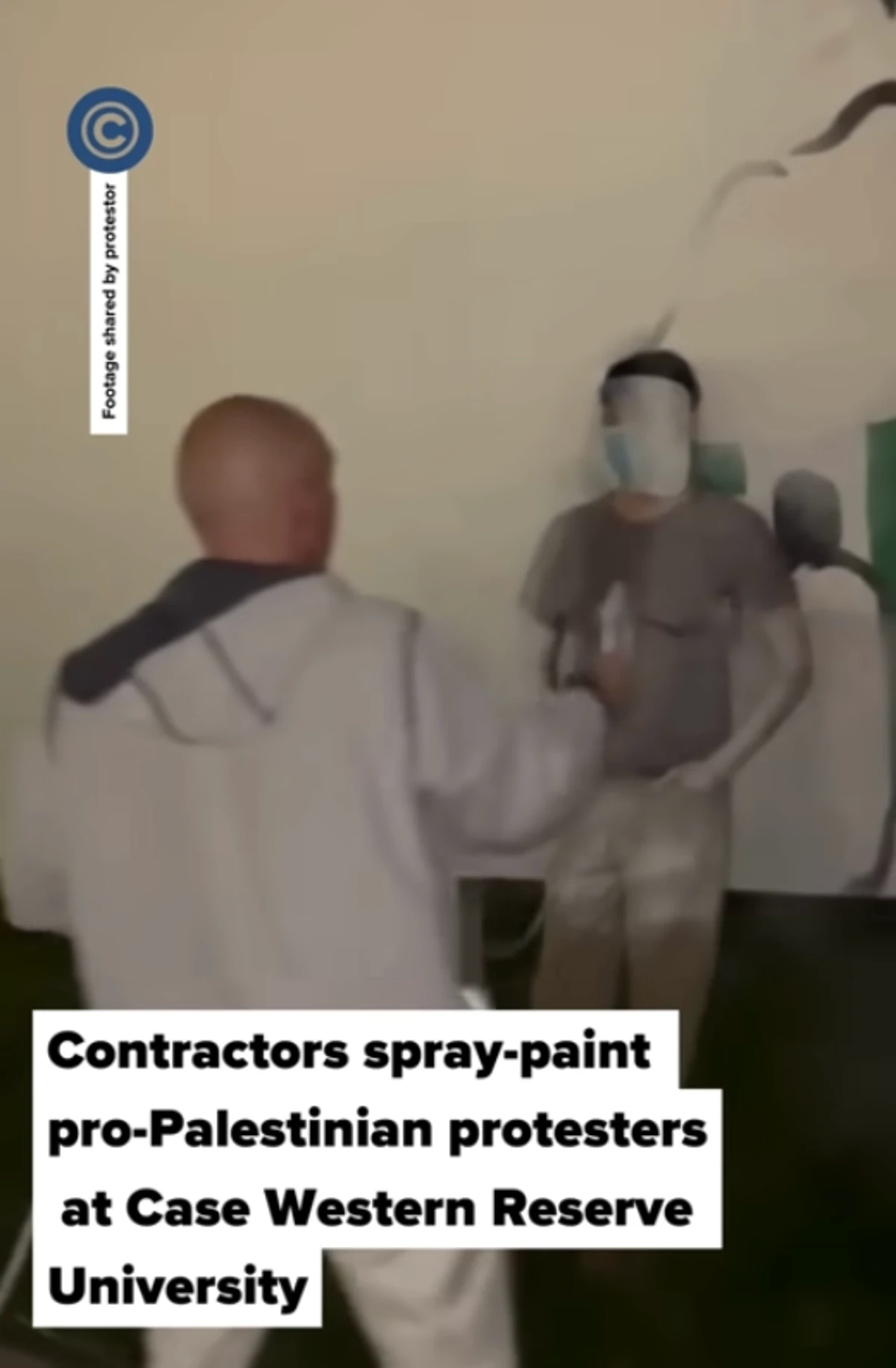 Contractor spray-paints over university Gaza protesters