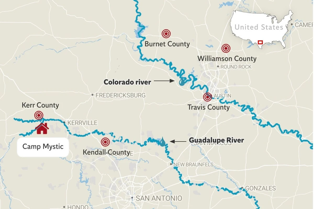 Here is where the flash flooding has hit Texas