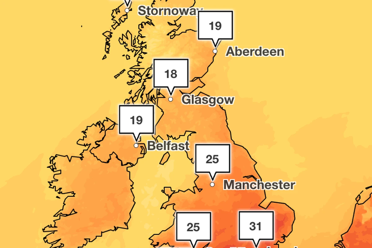 Mapped: Where temperatures could hit 30C in this week’s heatwave