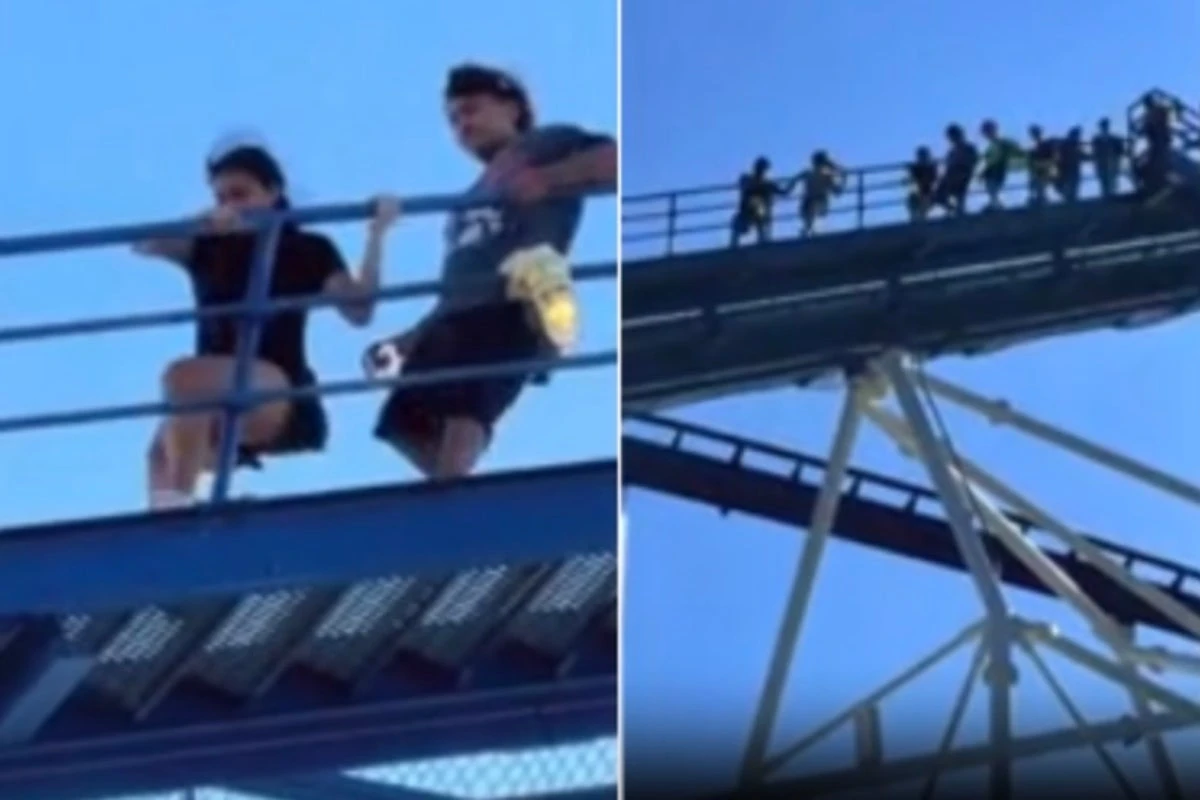 Video shows Six Flags patrons walking down coaster after power outage