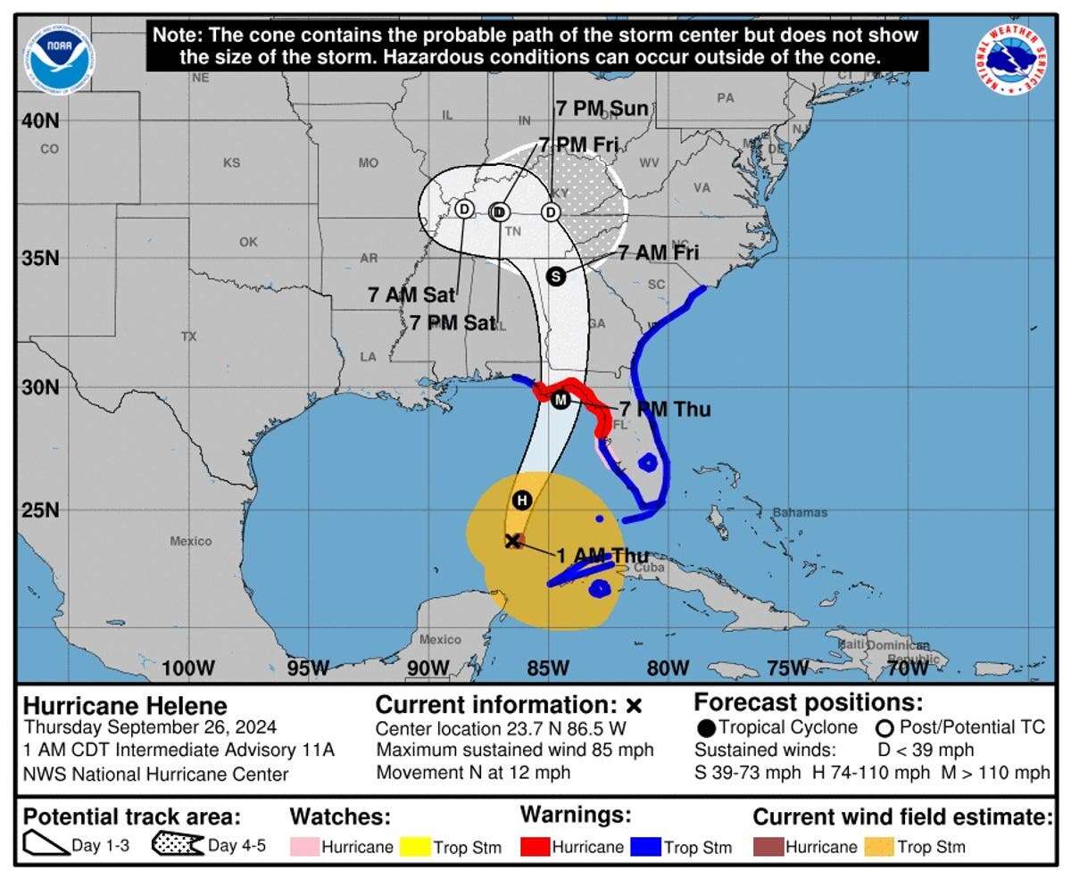 Mapped: Charting Hurricane Helene’s path as it makes Florida landfall