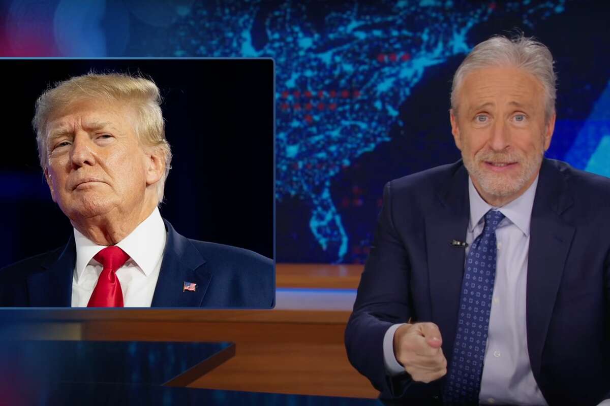 Jon Stewart lambasts Trump’s trade war with Canada