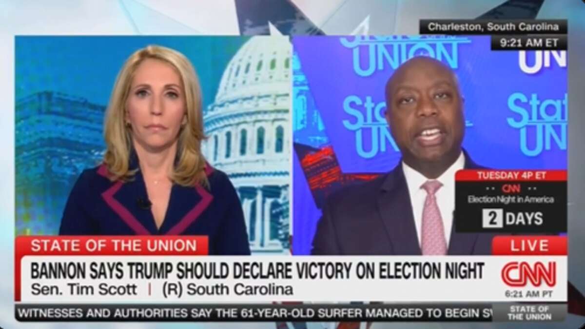 Tim Scott struggles to explain Trump’s voter fraud lies