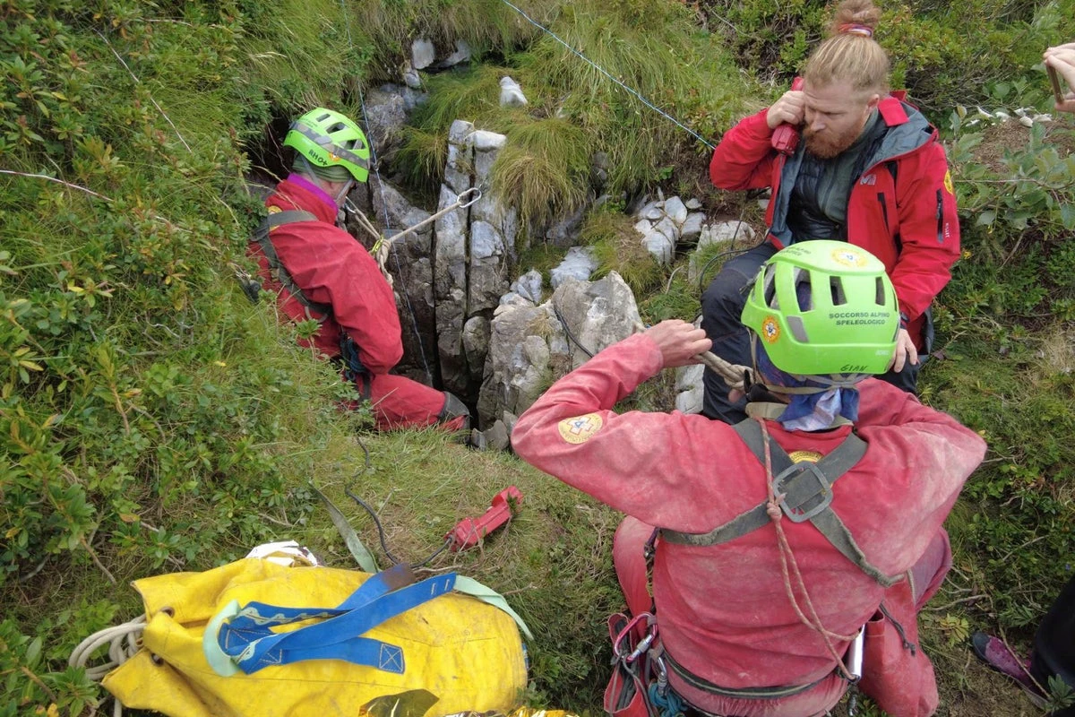 Cave explorer trapped after being hit by rocks 130 feet underground