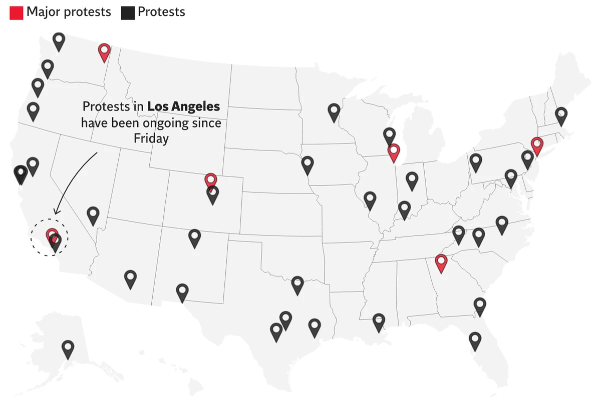 Mapped: 40 cities where anti-ICE protests have erupted across the US