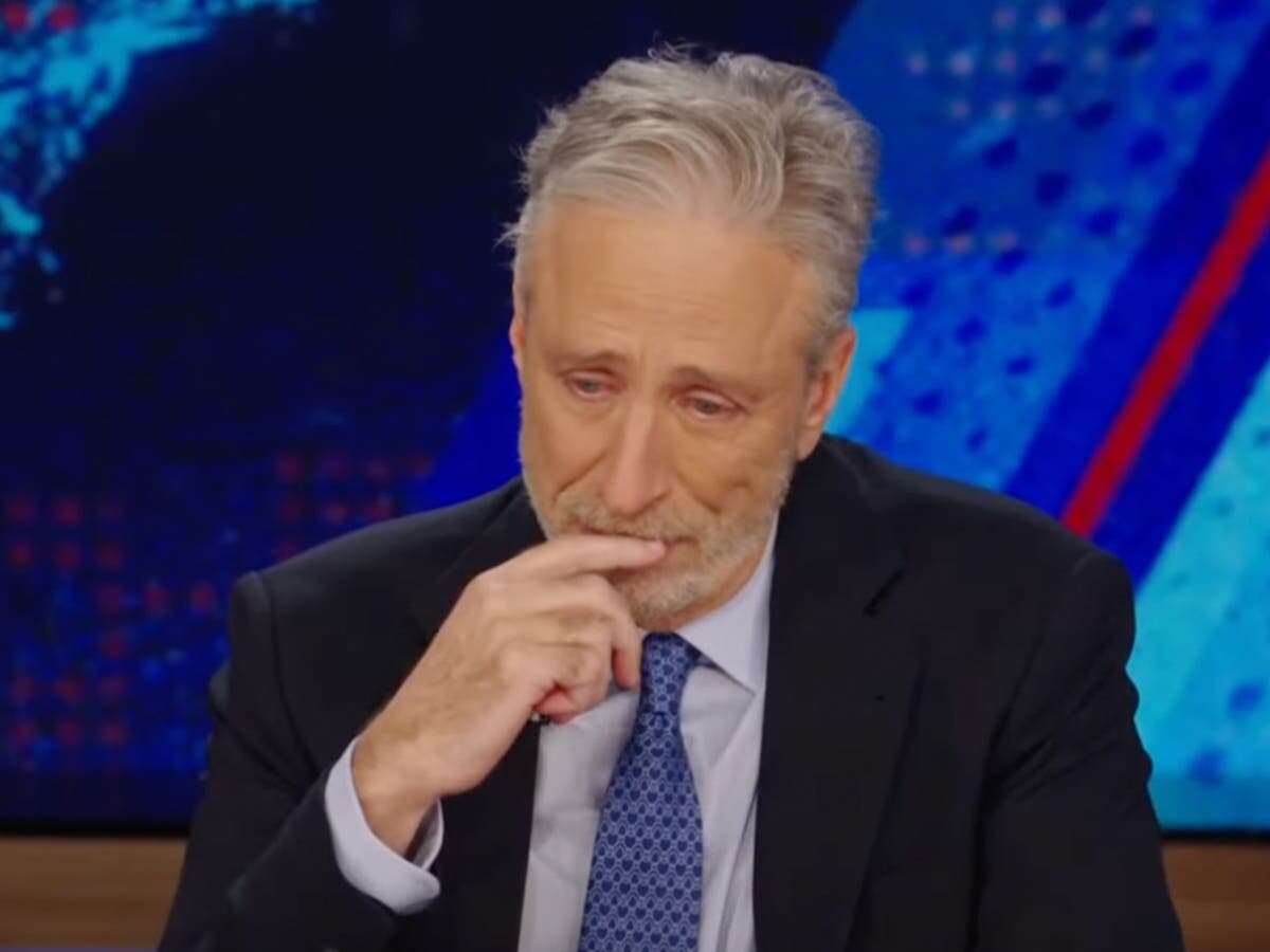 Jon Stewart breaks down in tears as he pays tribute to his dog on show