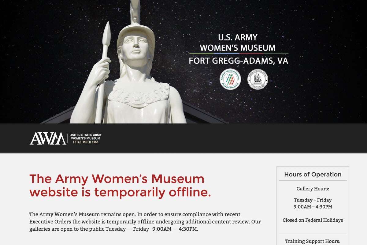 Army Women’s Museum website ‘temporarily offline’ after Trump order