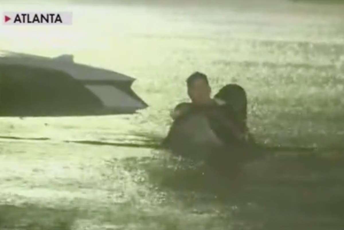 Meteorologist interrupts broadcast to help trapped woman during Helene